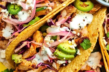 fish tacos pickled onions cheese