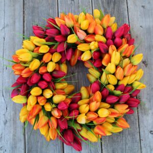 Blush Tulip Front Door Wreath 19 Inch, Gorgeous Full Spring Door Wreath