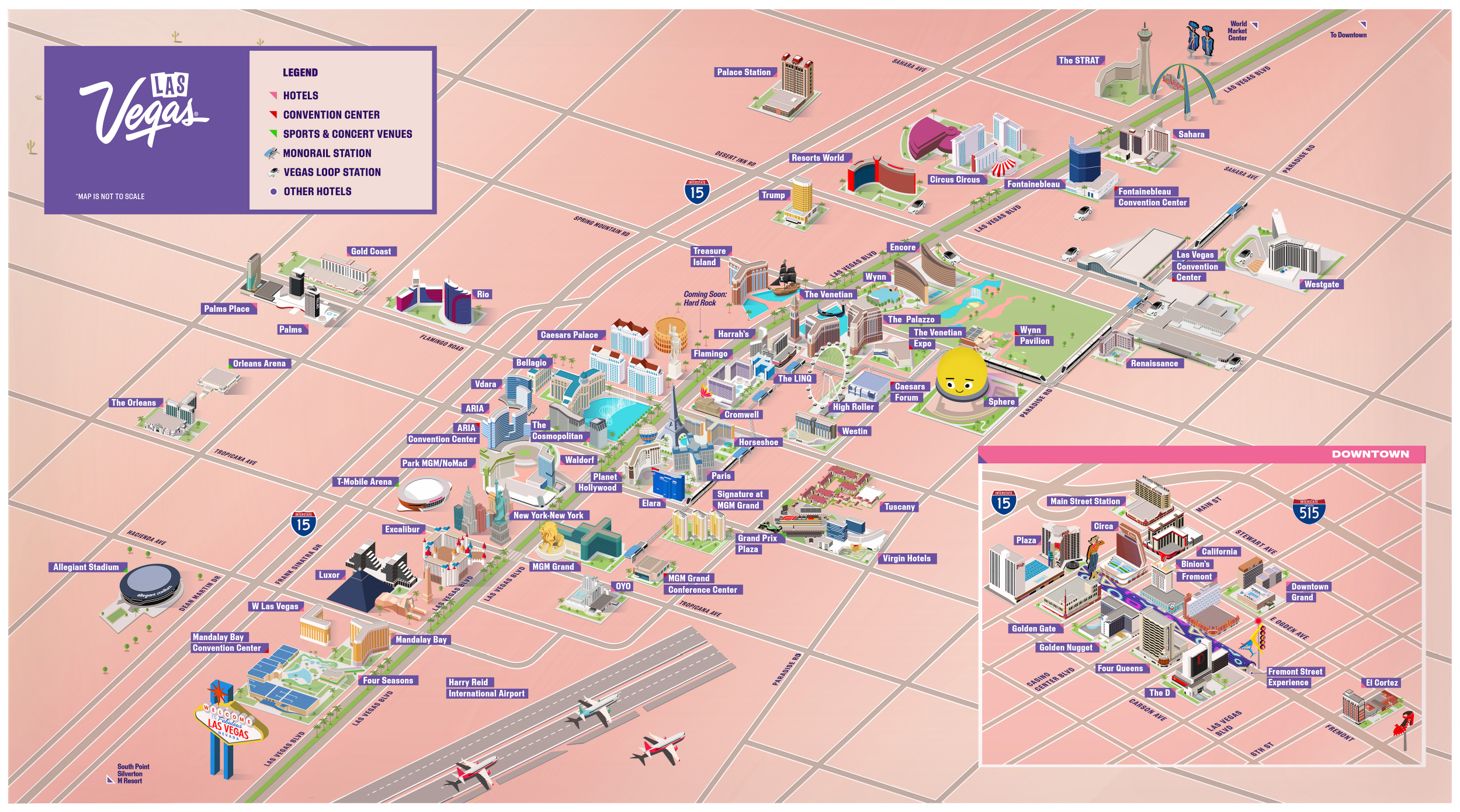 Las Vegas Strip and Downtown maps 2025