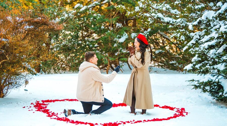 Winter Surprise Proposal perfect proposal plan Adventure wedding elopement
