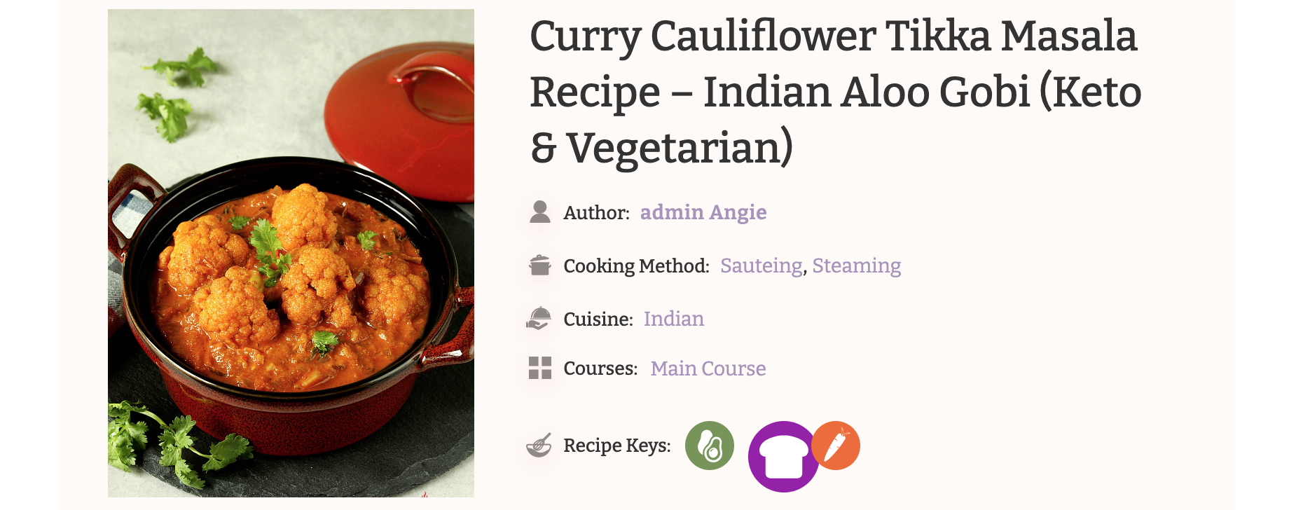 Curry Cauliflower Tikka Masala Recipe – Indian Aloo Gobi (Keto & Vegetarian)