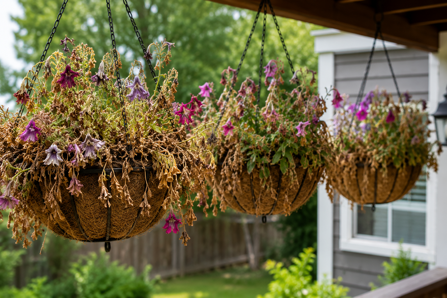 Why Hanging Baskets Dry Out So Fast - Why Is My Yard Turning Brown - The truth about stressed plants