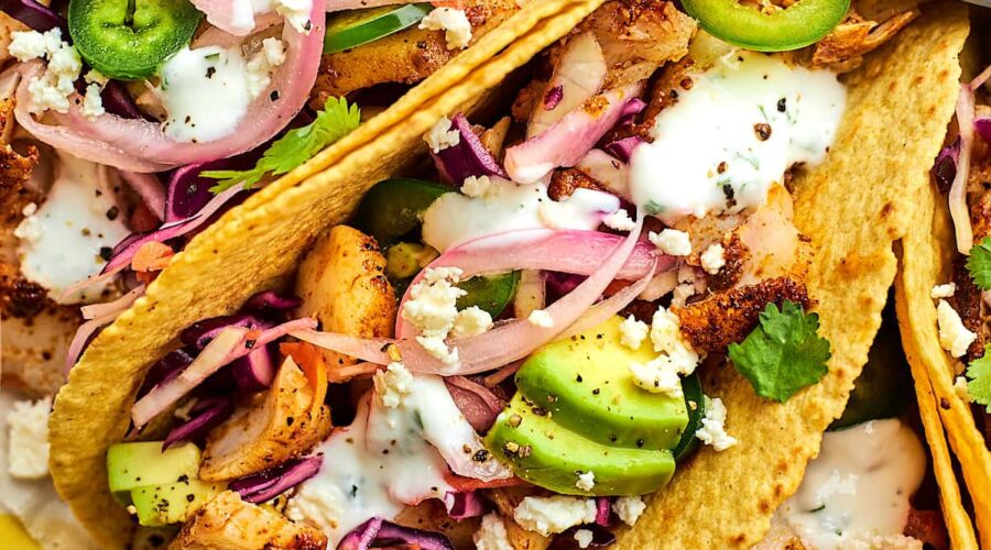 fish tacos pickled onions cheese