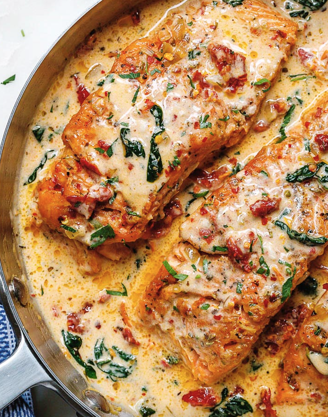 Tuscan Salmon In Cream Sauce (with Spinach & Tomatoes) | All My ...