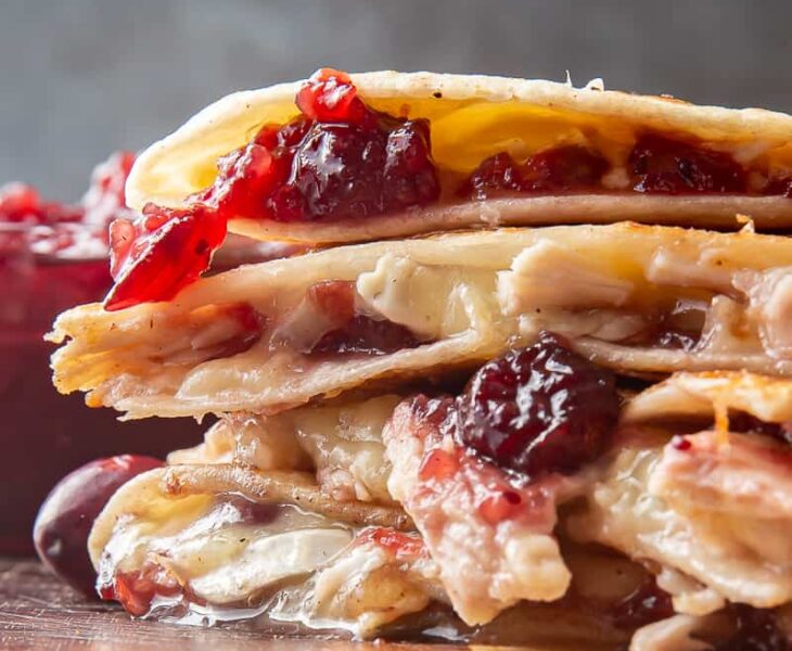 Thanksgiving Turkey and Sweet Potato Quesadilla brie