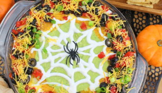 Halloween spider web 7-layer taco dip