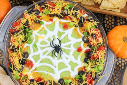 Halloween spider web 7-layer taco dip
