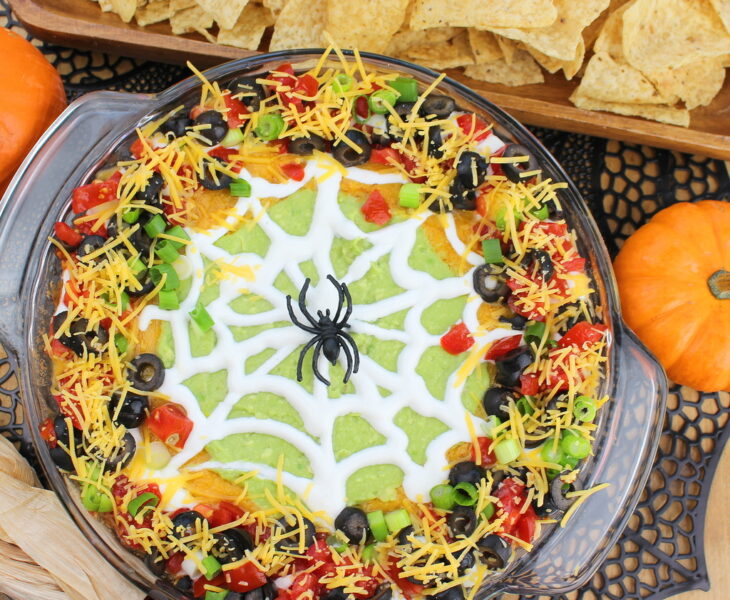 Halloween spider web 7-layer taco dip