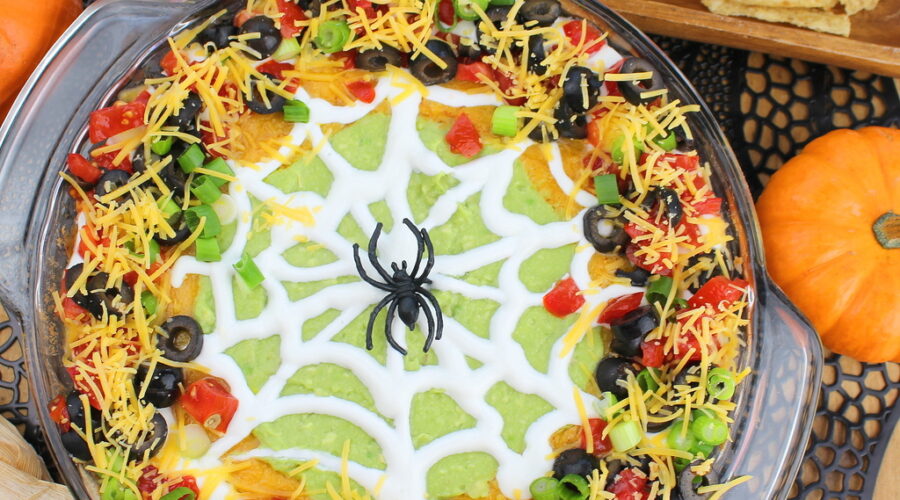 Halloween spider web 7-layer taco dip