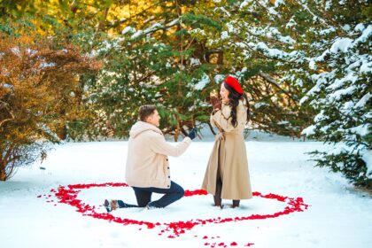 Winter Surprise Proposal perfect proposal plan Adventure wedding elopement