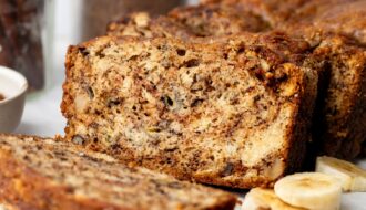 The BEST Protein Banana Bread Recipe moist marble soft walnuts nuts